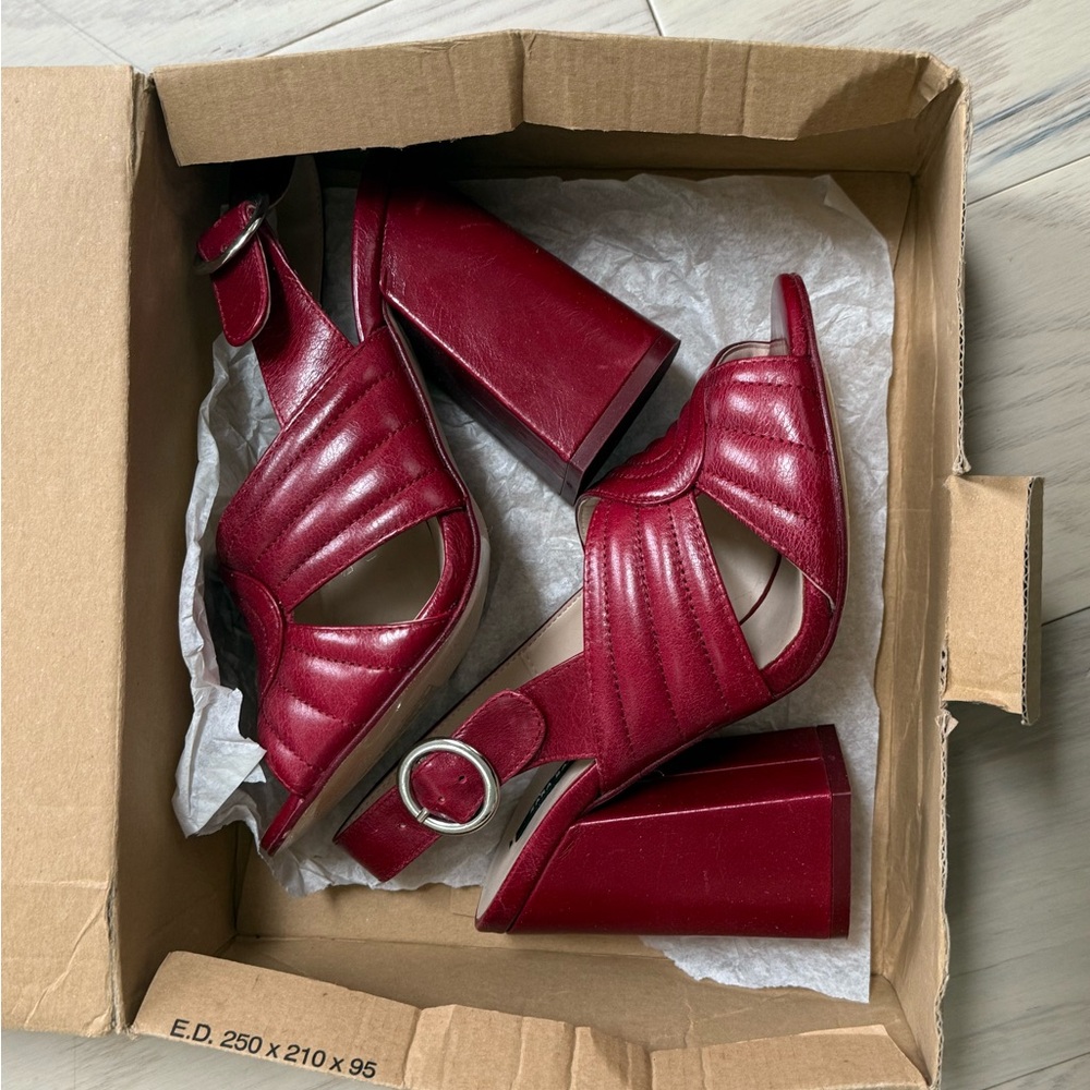Zara Red Heeled Sandals